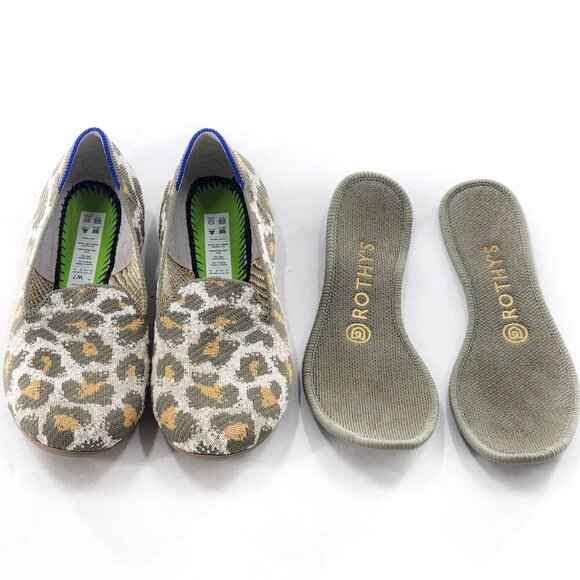 ROTHY'S Smoke Spot Retired Print Loafer Slip On Flats Leopard Print Green - Picture 8 of 10